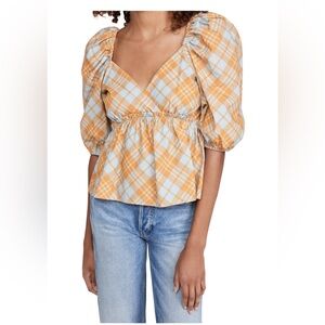 Rahi Plaid Puff Sleeve Top